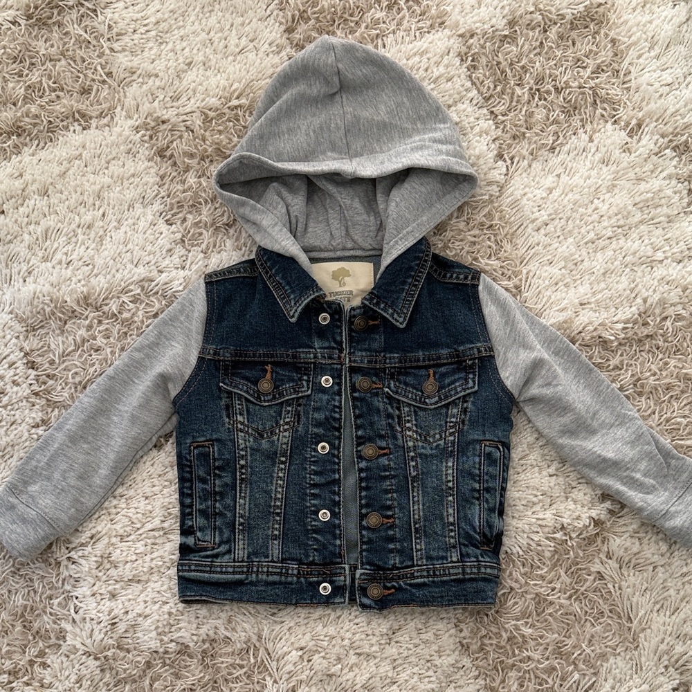 Tucker + Tate Denim and Gray Hooded Jacket